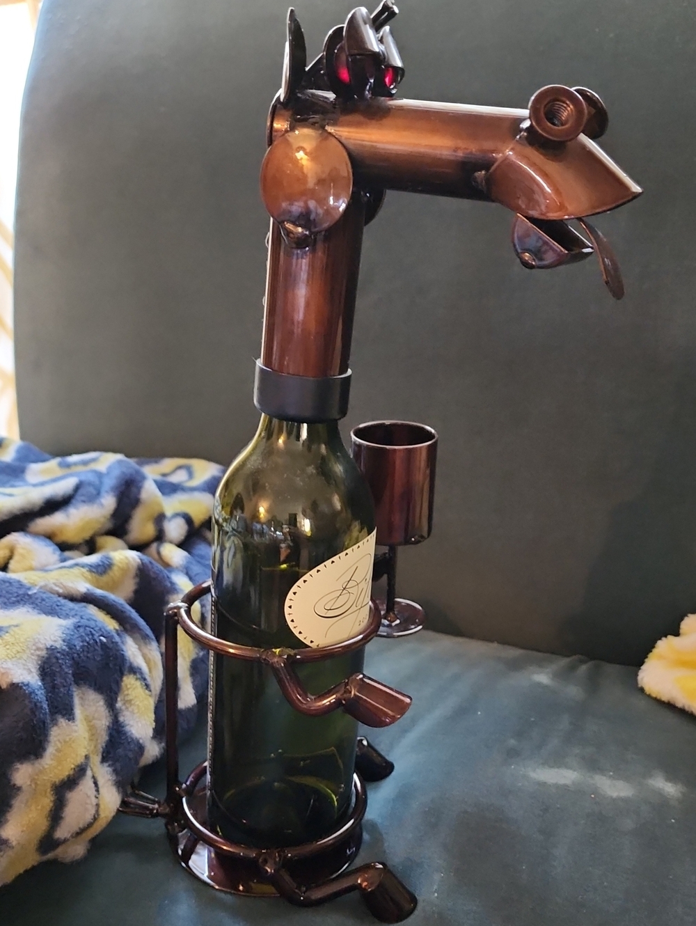 Horse Metal Bottle Decor. 2 Pieces. I For Bottle To Sit In And 1 For Top.